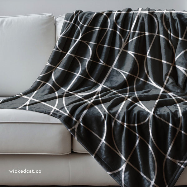 Black & Grey Art Deco Decorative Throw Blanket