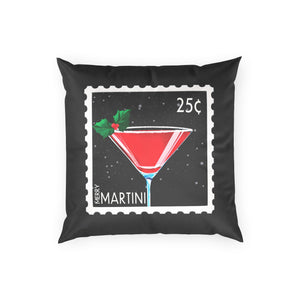 Merry Martini Christmas Velvet Pillow