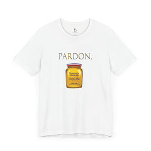 Navy blue t-shirt with 'Pardon, Grey Poupon Nostalgic Funny' design on a white background