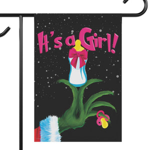 It's a girl grinch baby announcement Christmas flag banner