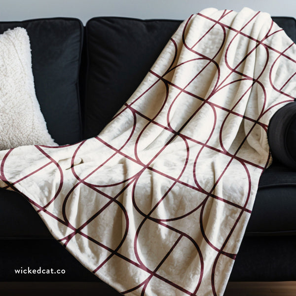 Red and White Art Deco Decorative Throw Blanket