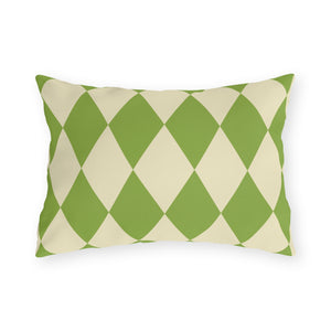 Reversible Green Harlequin Indoor Outdoor Pillow