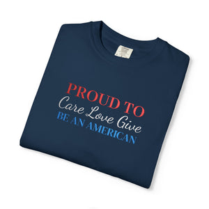Embroidered Proud American Patriotic Comfort Colors® T-Shirt