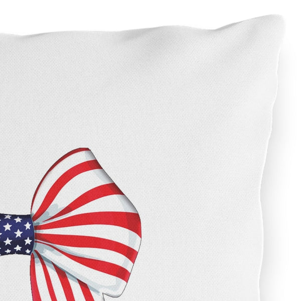 American Flag Bow Indoor Outdoor July 4th Throw Pillow