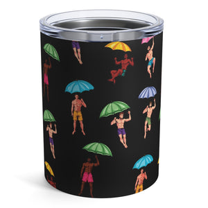 mug with 'It's Raining Men Funny Insulated Travel 10oz' graphic on a white background