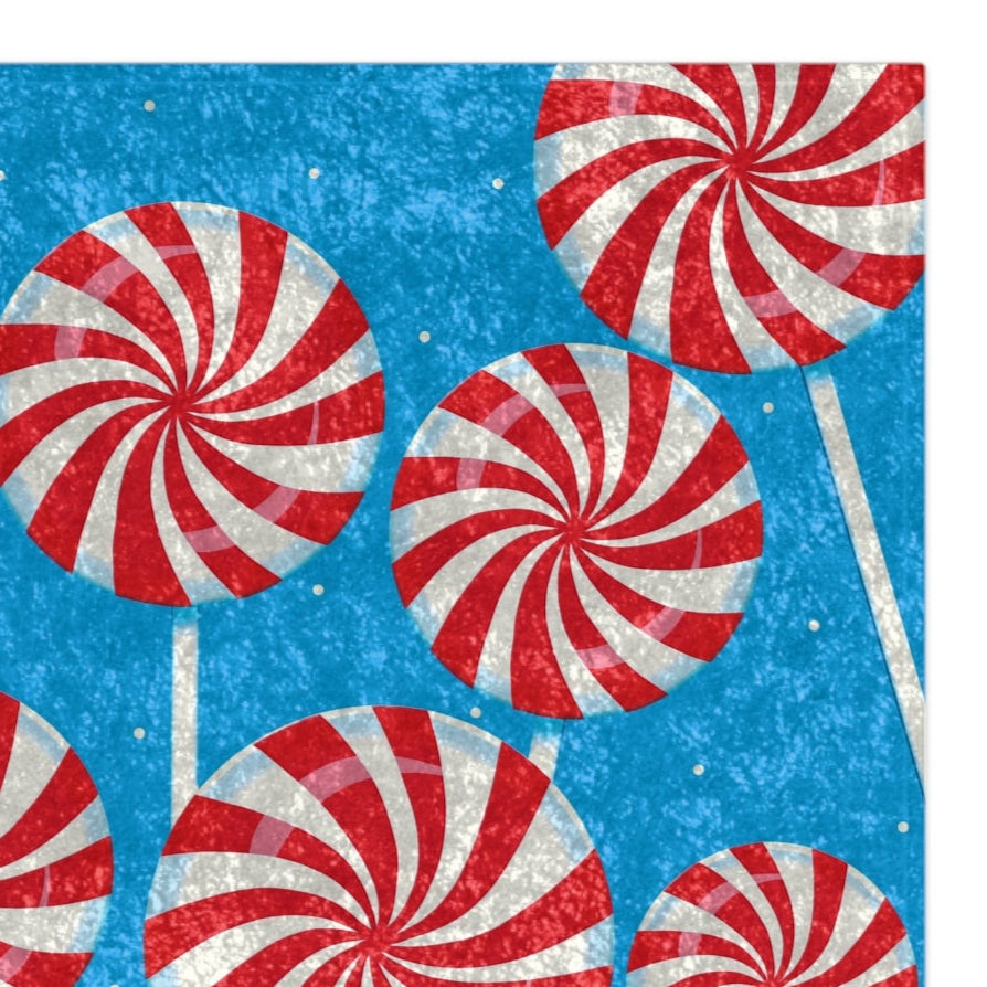 Peppermint Lollipops Blue Christmas Throw