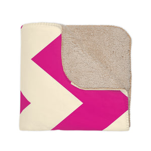 Pink and Cream Zig Zag Sherpa Throw Blanket