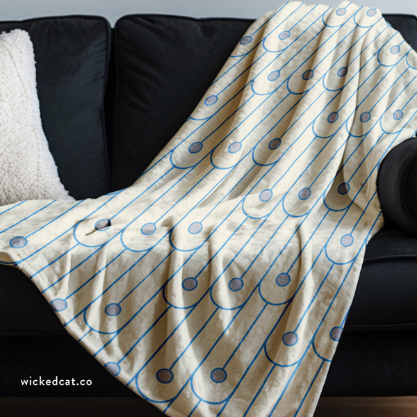 Blue and White Art Deco Decorative Throw Blanket