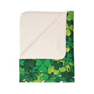 Lucky Shamrocks Sherpa Throw Blanket
