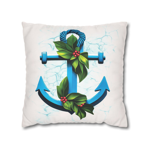 Coastal Christmas Nautical Faux Suede Pillow Cover