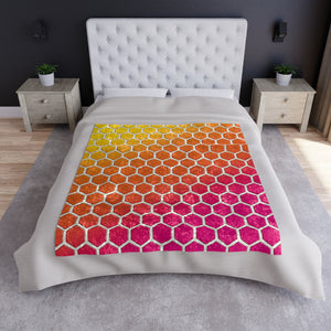 Soft sherpa blanket with 'Honeycomb Rainbow Spring Summer Decorative Throw' design
