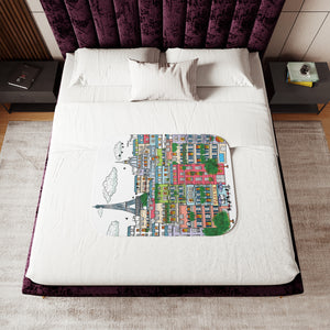 soft sherpa blanket with 'Whimsical Paris France' design