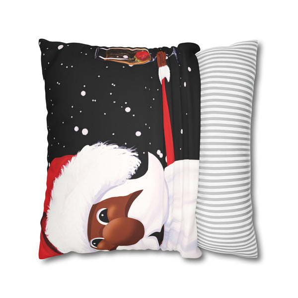 African American Santa Pillow Christmas Throw Pillow Cover