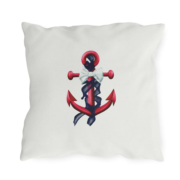 Patriotic Red Nautical Anchor Outdoor Indoor Accent Pillow