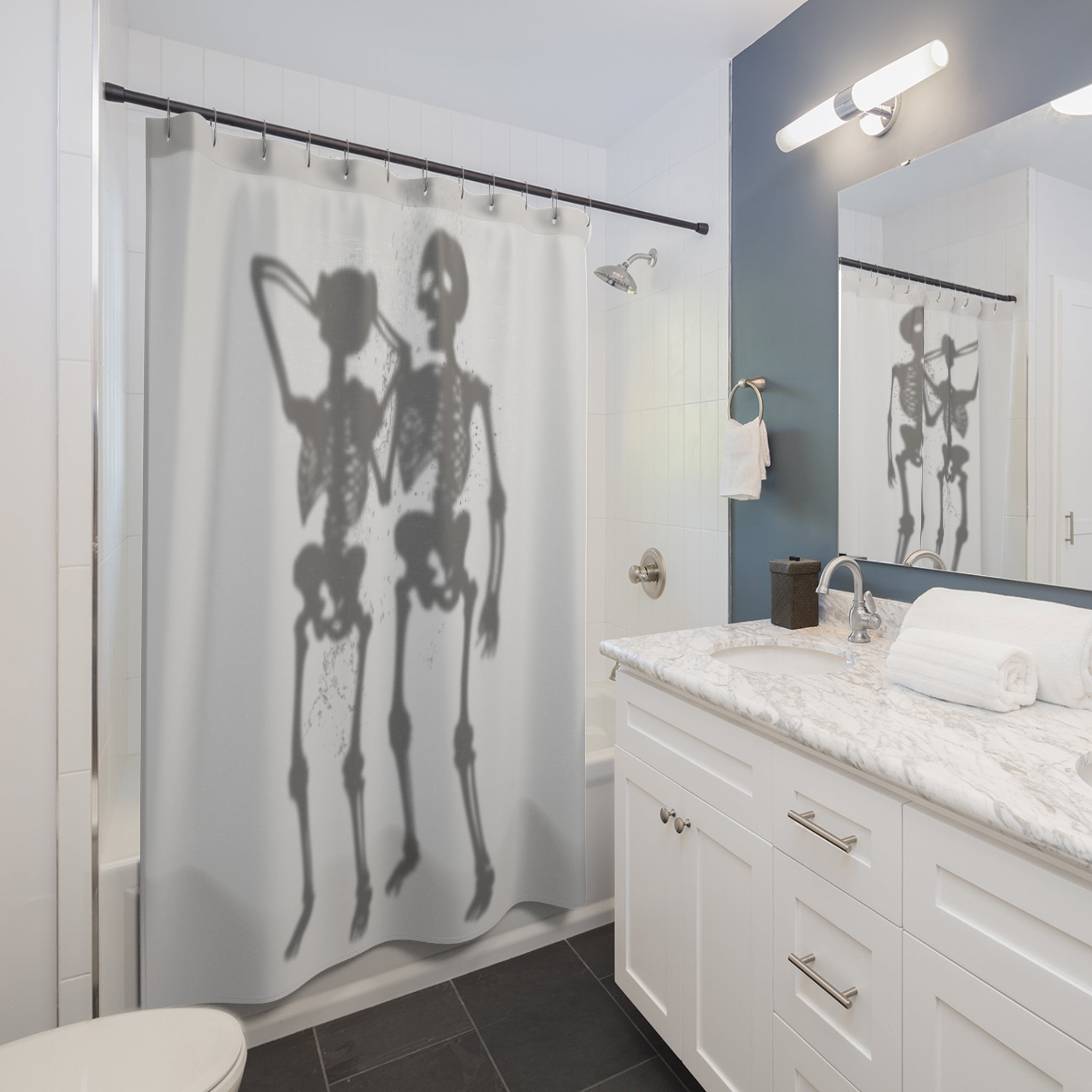 Skeleton Couple Halloween Bath Shower Curtain