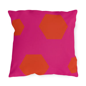 throw pillow with 'Vibrant Pink & Orange Reversible' design