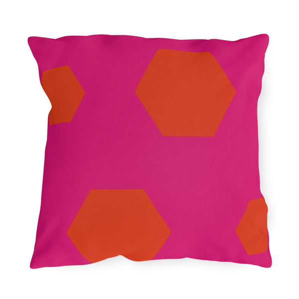 Vibrant Pink & Orange Reversible Indoor Outdoor Throw Pillow