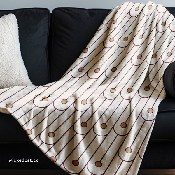 Red and White Art Deco Decorative Throw Blanket