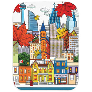 soft sherpa blanket with 'Whimsical Toronto Canada' design