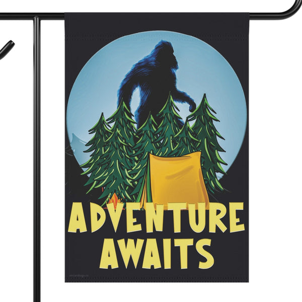 Adventure Awaits Bigfoot Camping Funny Yard Flag