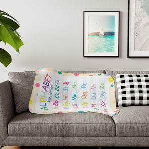 soft sherpa blanket with 'ABC Crayon' design