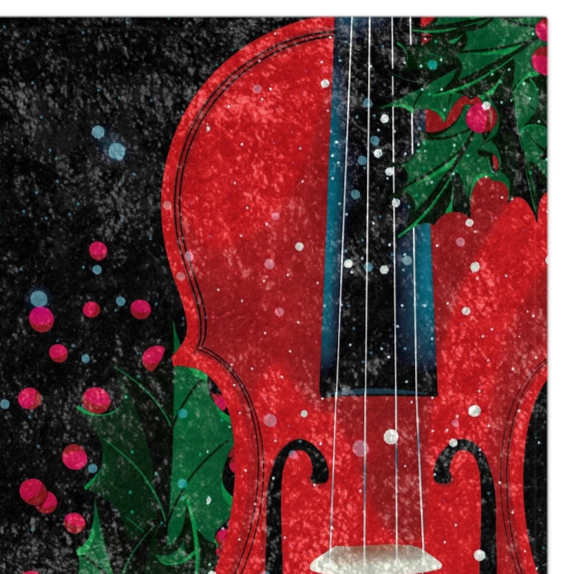 Holiday Violin Musical Christmas Throw