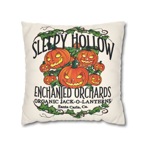 throw pillow with 'Sleepy Hollow Orchards Halloween Soft Cover' design