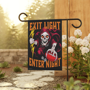 Garden flag with 'Virginia Tech Sandman Skeleton Football' design
