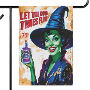 retro poster Halloween witch flag