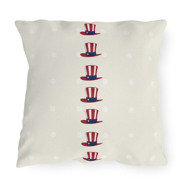 Patriotic Dots and Hats Outdoor Indoor Throw Pillow