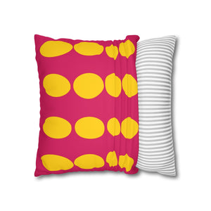 throw pillow with 'Pink & Yellow Reversible Retro Cover' design