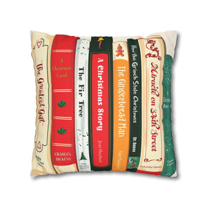 throw pillow with 'Christmas Books Decor Cover' design