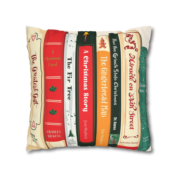 Christmas Books Decor Faux Suede Pillow Cover
