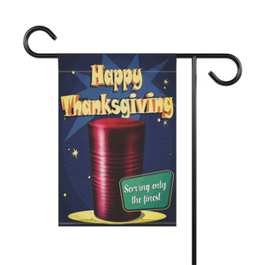 Garden flag with 'Retro Canned Cranberry Funny Thanksgiving' design