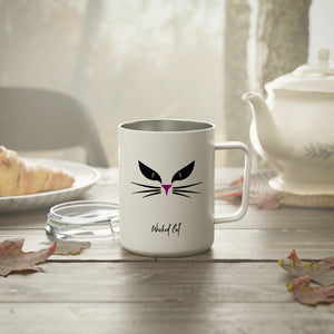mug with 'Wicked Cat Wickedly Awesome Insulated Travel 10oz' graphic on a white background