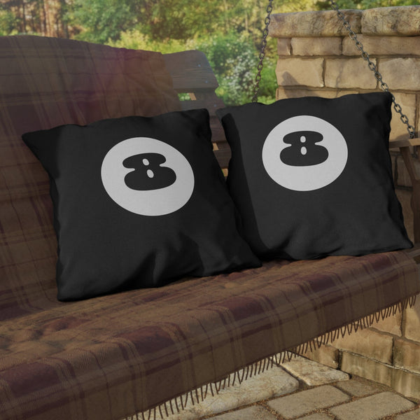 Black 8 Ball Indoor Outdoor Throw Pillow