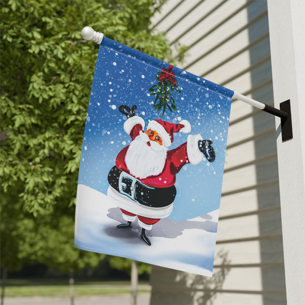 Mistletoe Santa Seasonal Holiday Yard Flag