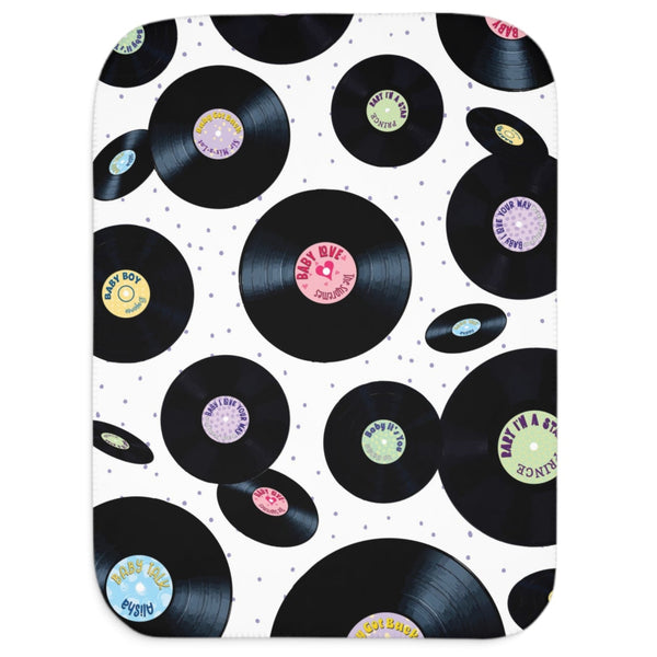 Baby Love Vinyl Records Retro Sherpa Baby Blanket