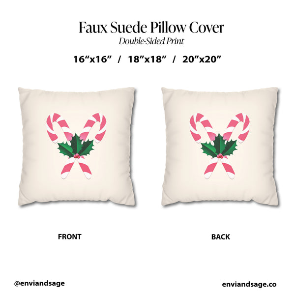 Pastel Pink Pillow Cover Candy Cane Christmas Throw Pillow