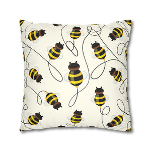 throw pillow with 'Spring Bees Cover' design