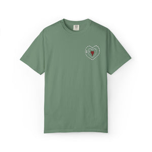 Embroidered Grinch Heart Holiday Comfort Colors® T-Shirt