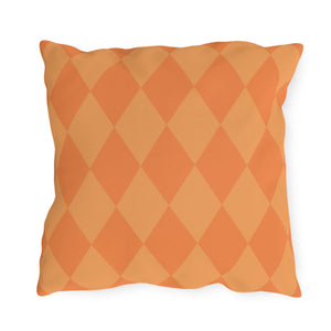 Reversible Orange Spring Harlequin Outdoor Pillow