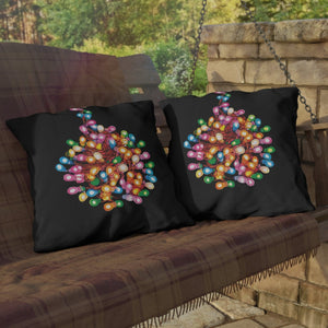 throw pillow with 'Tangled Lights Funny Christmas' design