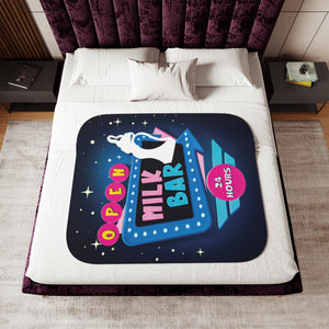 soft sherpa blanket with 'Milk Bar Retro' design