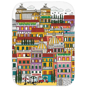 soft sherpa blanket with 'Whimsical Rome Italy' design