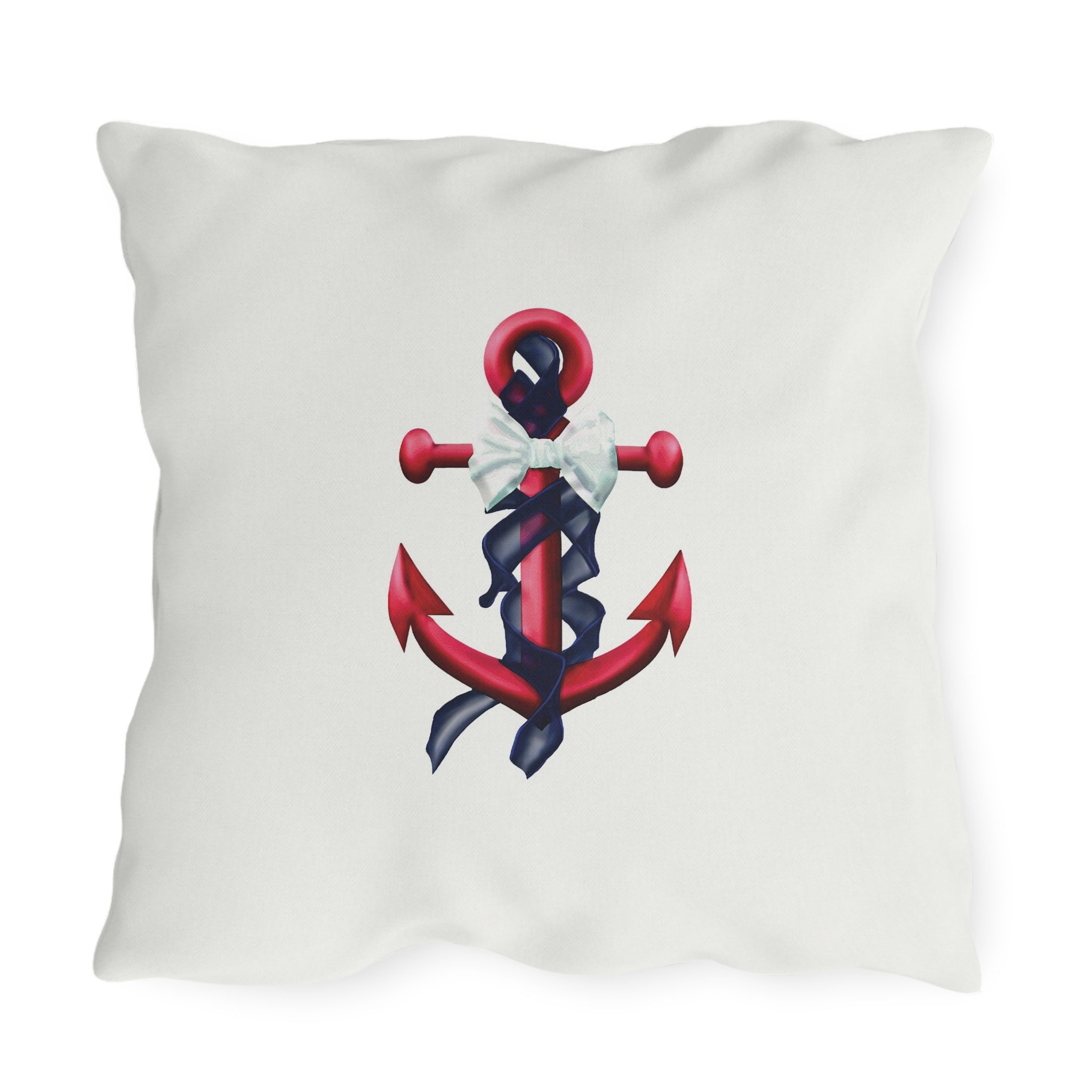 Patriotic Red Nautical Anchor Outdoor Indoor Accent Pillow