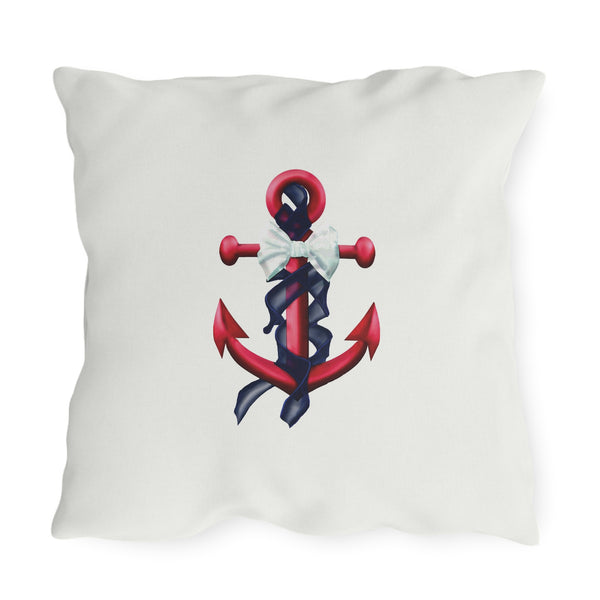 Patriotic Red Nautical Anchor Outdoor Indoor Accent Pillow