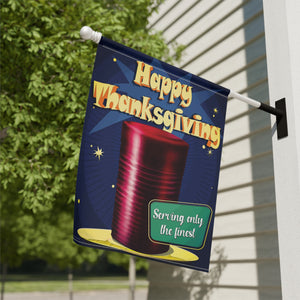 Garden flag with 'Retro Canned Cranberry Funny Thanksgiving' design
