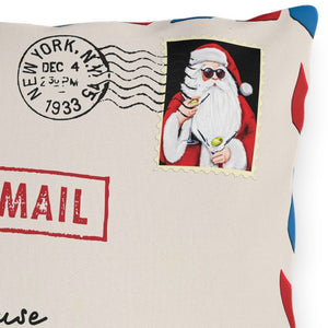 Reversible Holiday Pillow Santa Mail Outdoor Decor