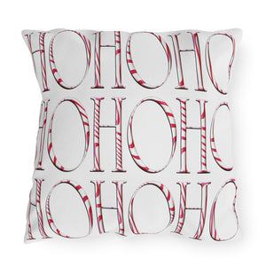 throw pillow with 'Reversible Holiday Outdoor' design
